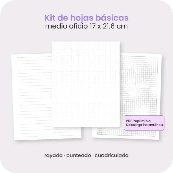 Kit de hojas básicas – Medio oficio